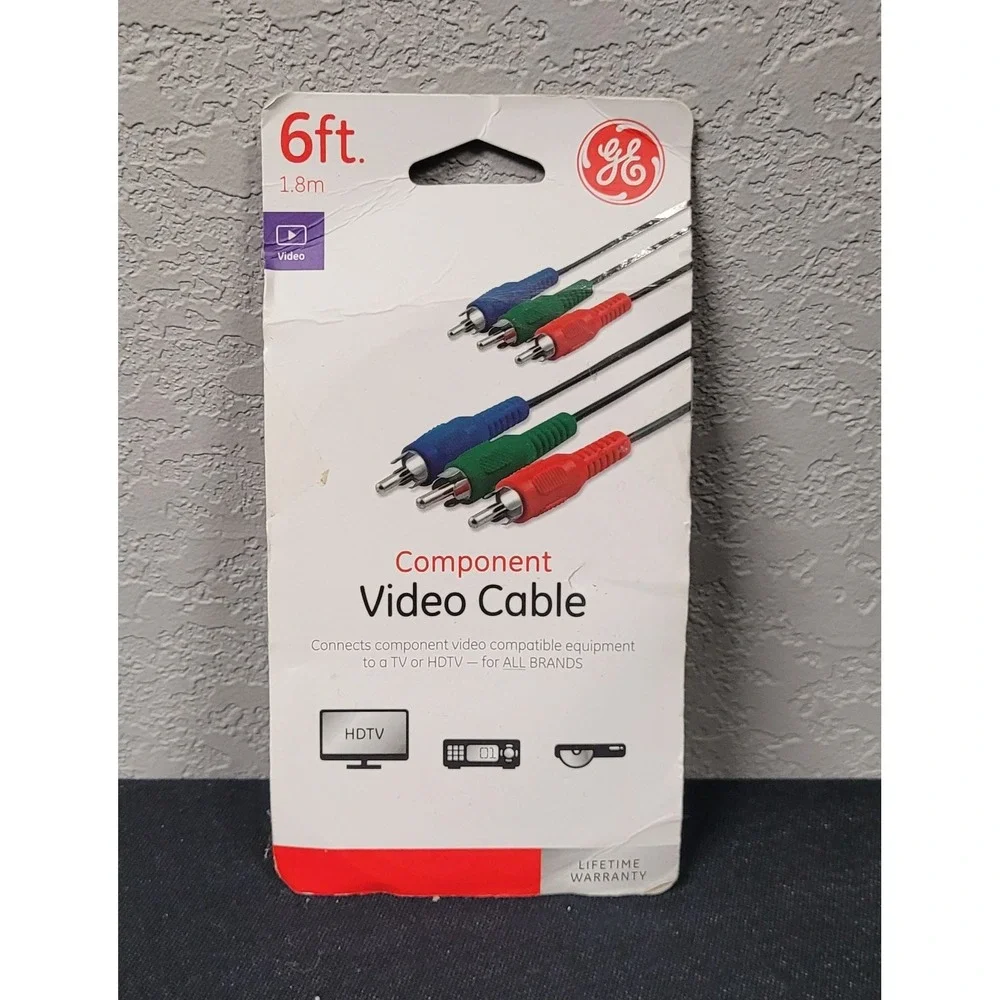 GE-branded 6ft Component Video Cable (model 33607) - New Open Package